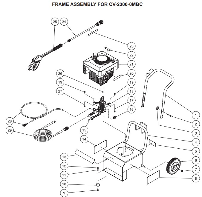 MITM CV-2300 pressure washer replacement parts